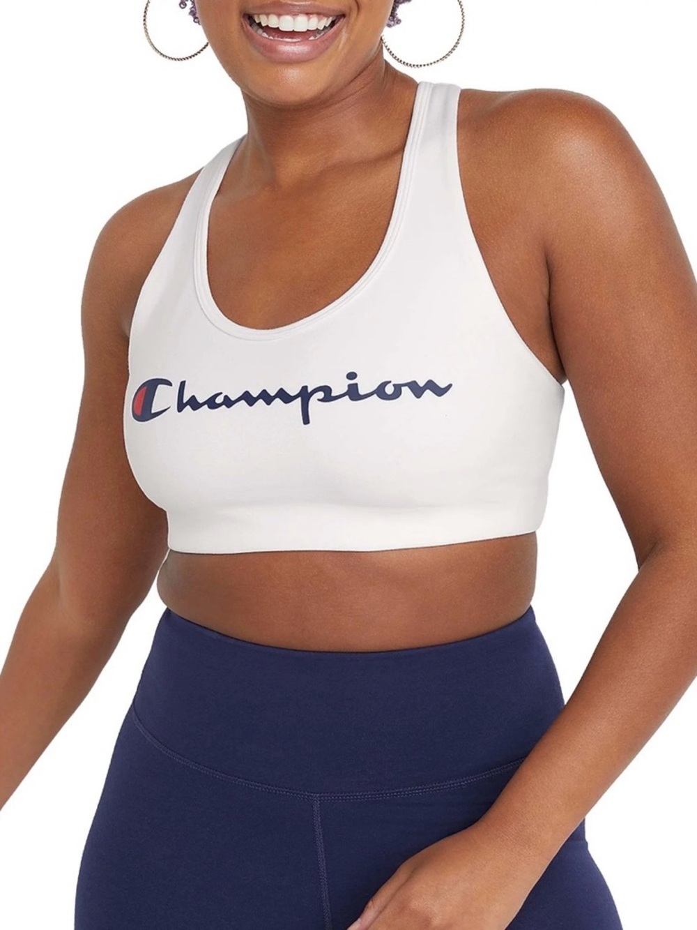 Champion Plus Size 2X Sports Bra White Racerback
